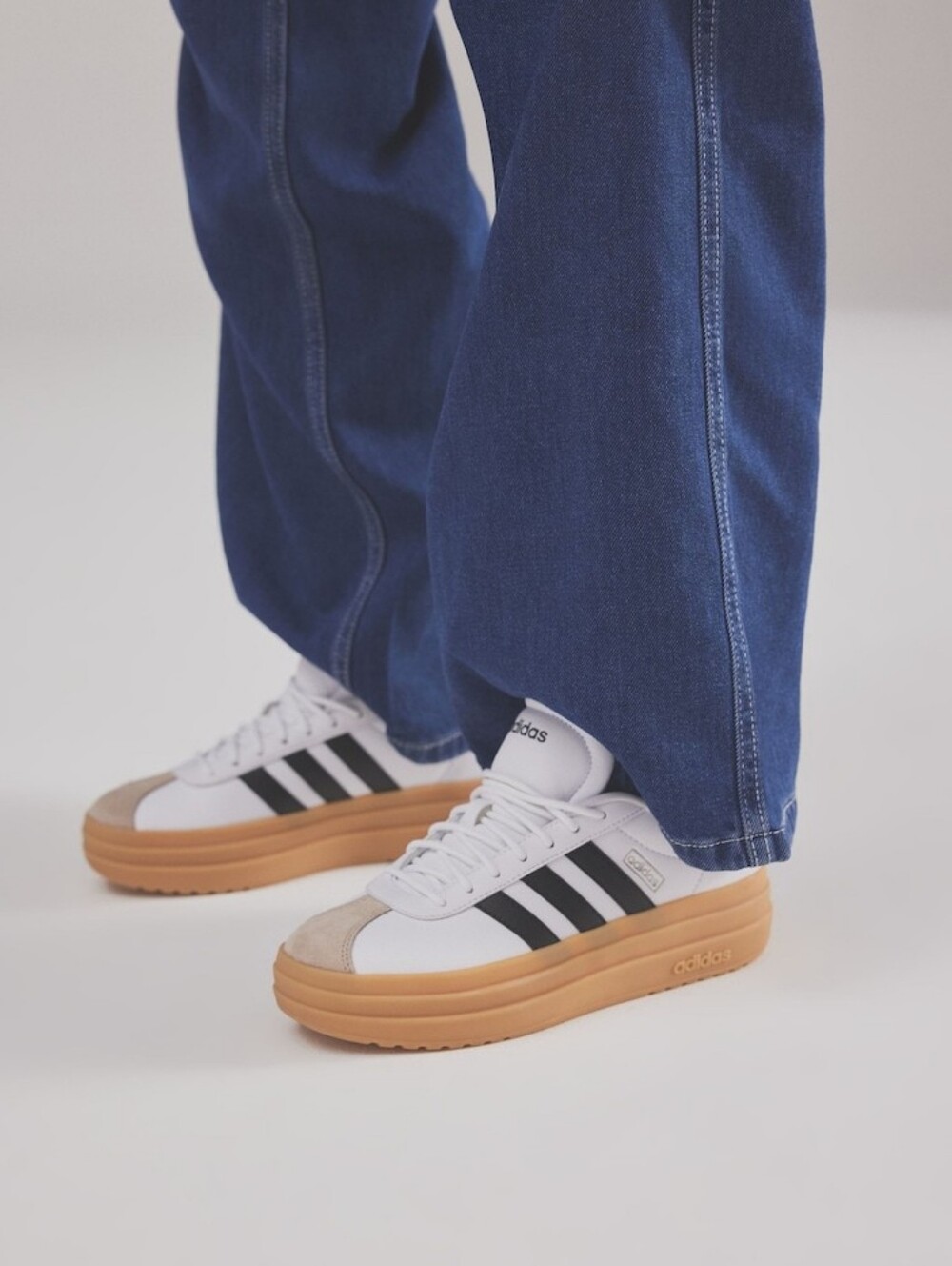 NIB Adidas White/Black VL Court Bold Trainers, Size 9.5